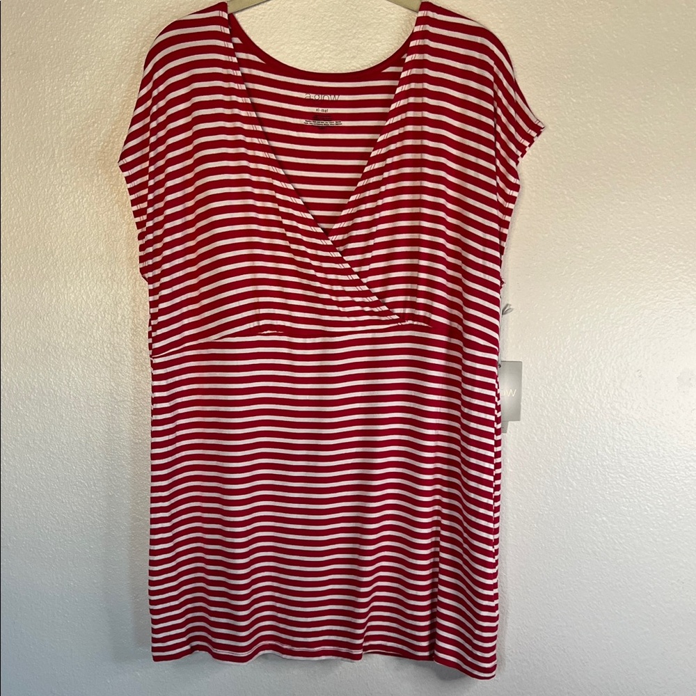NWT Apt. 9 Red and White Striped Short Sleeve Top Maternity sz XL
